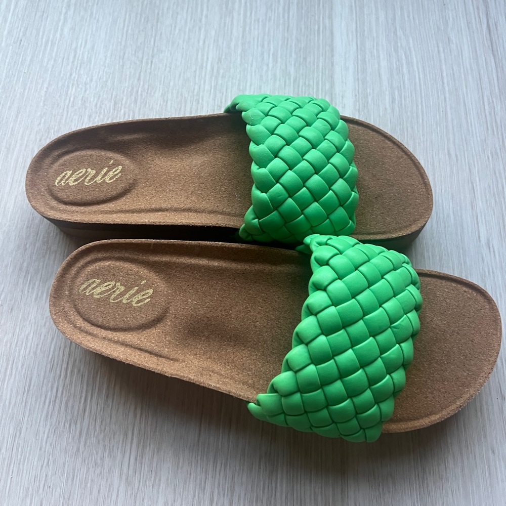 Aerie Green Platform Sandals